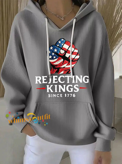 Women’s No Kings Print Casual Hoodie Gray / S