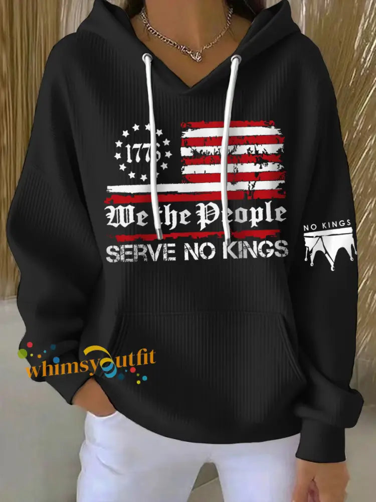 Women’s No Kings Print Hoodie Black / S