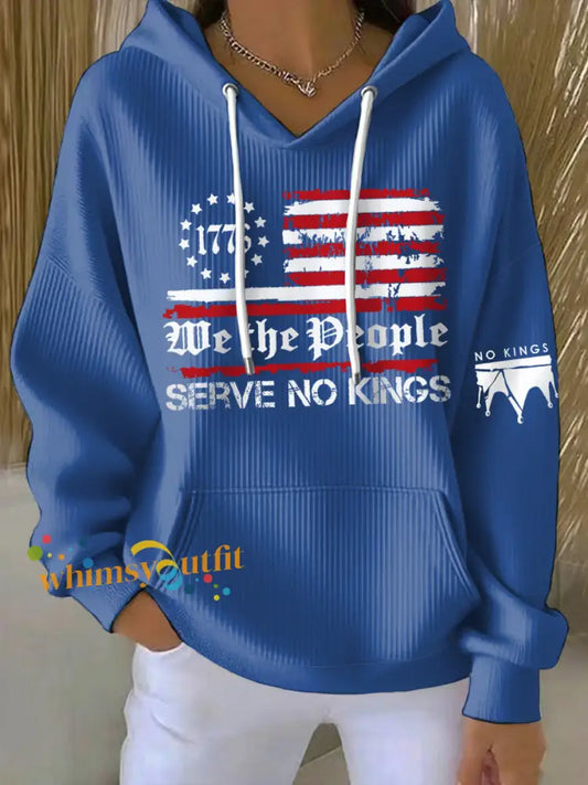 Women’s No Kings Print Hoodie Blue / S