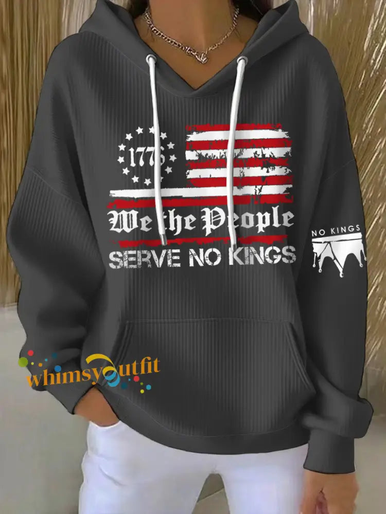 Women’s No Kings Print Hoodie Dark Gray / S