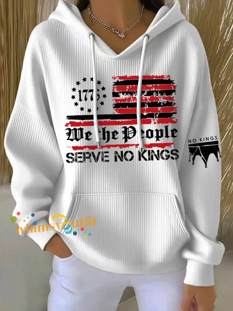 Women’s No Kings Print Hoodie White / S