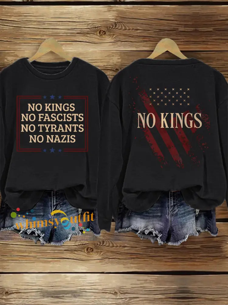Women’s No Kings Print Sweatshirt Black / S