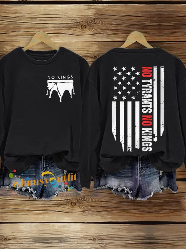 Women’s No Kings Print Sweatshirt Black / S