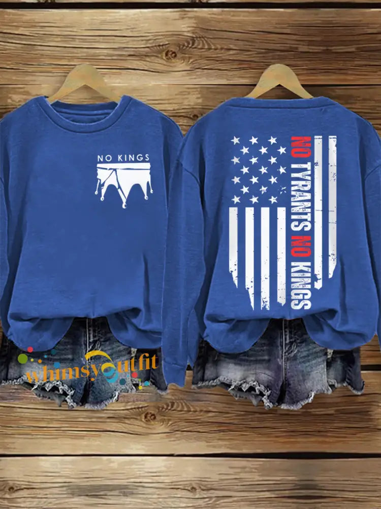 Women’s No Kings Print Sweatshirt Blue / S
