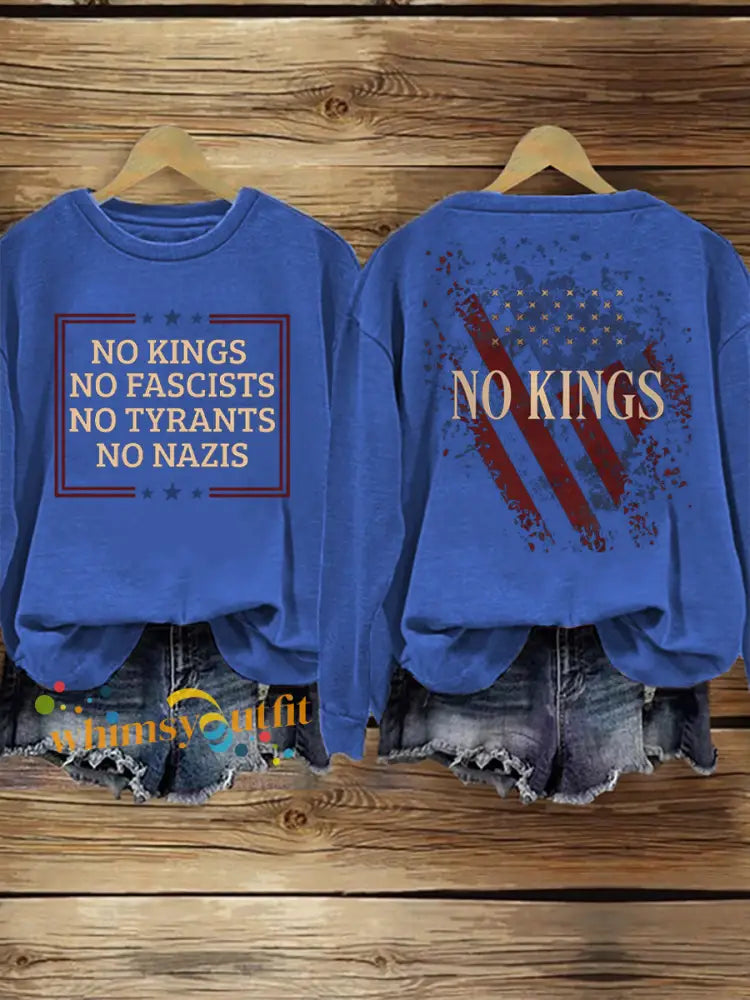 Women’s No Kings Print Sweatshirt Blue / S