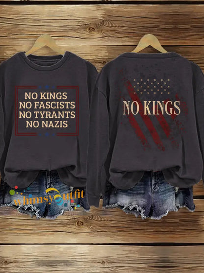 Women’s No Kings Print Sweatshirt Dark Gray / S