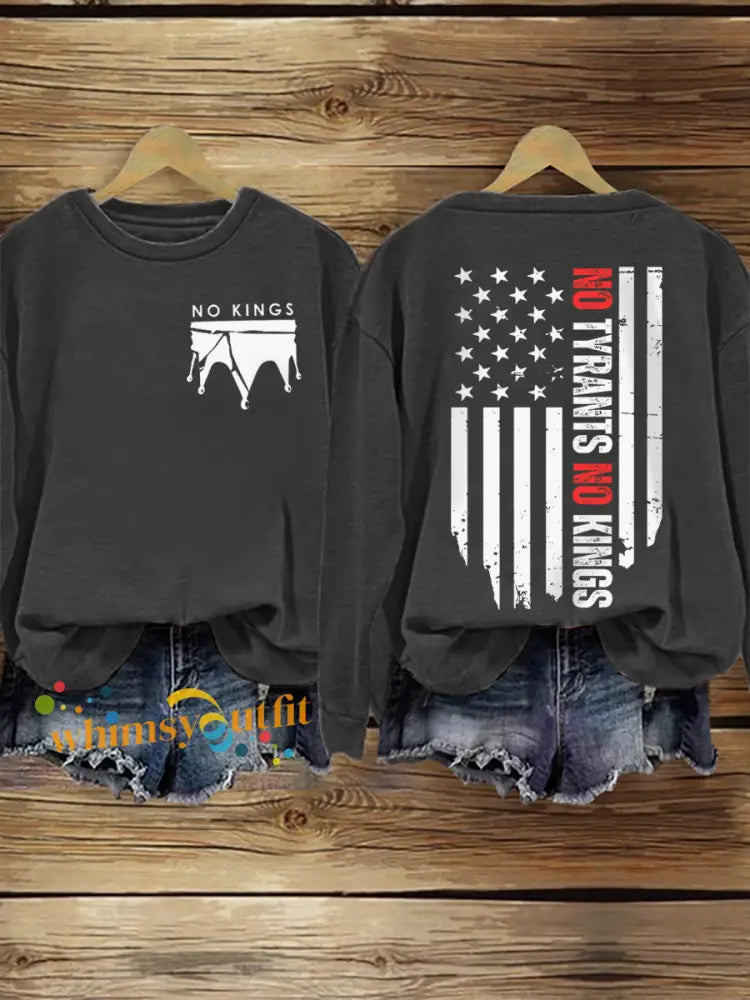 Women’s No Kings Print Sweatshirt Dark Gray / S