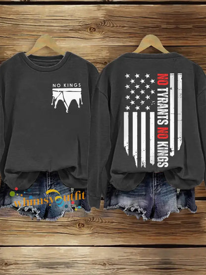 Women’s No Kings Print Sweatshirt Dark Gray / S