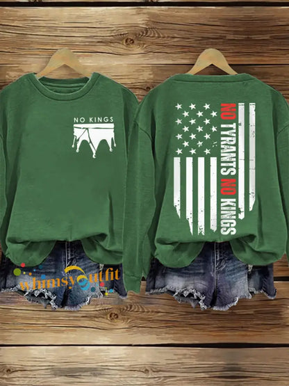 Women’s No Kings Print Sweatshirt Green / S