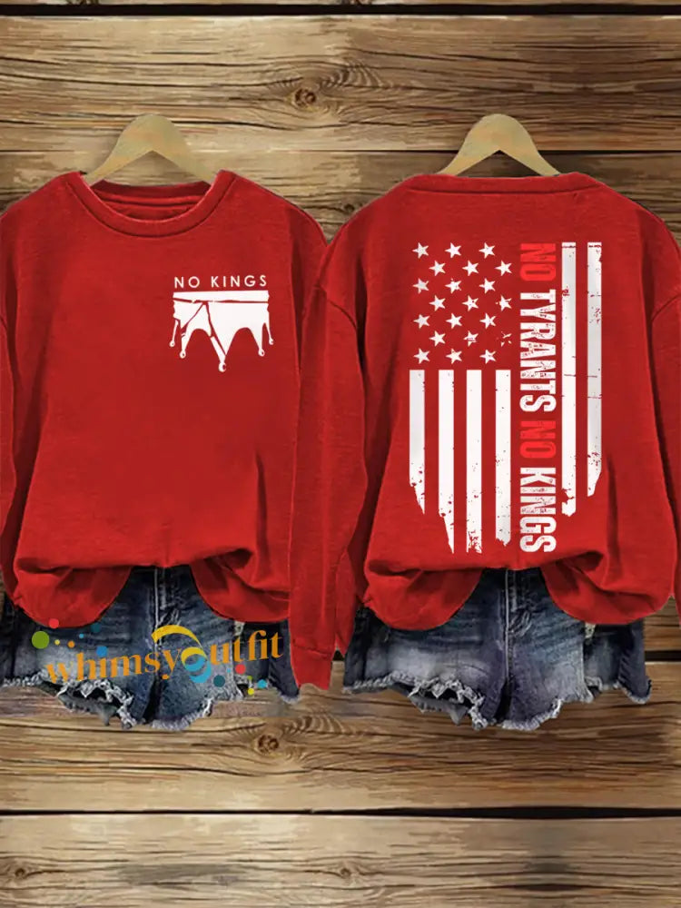 Women’s No Kings Print Sweatshirt Red / S