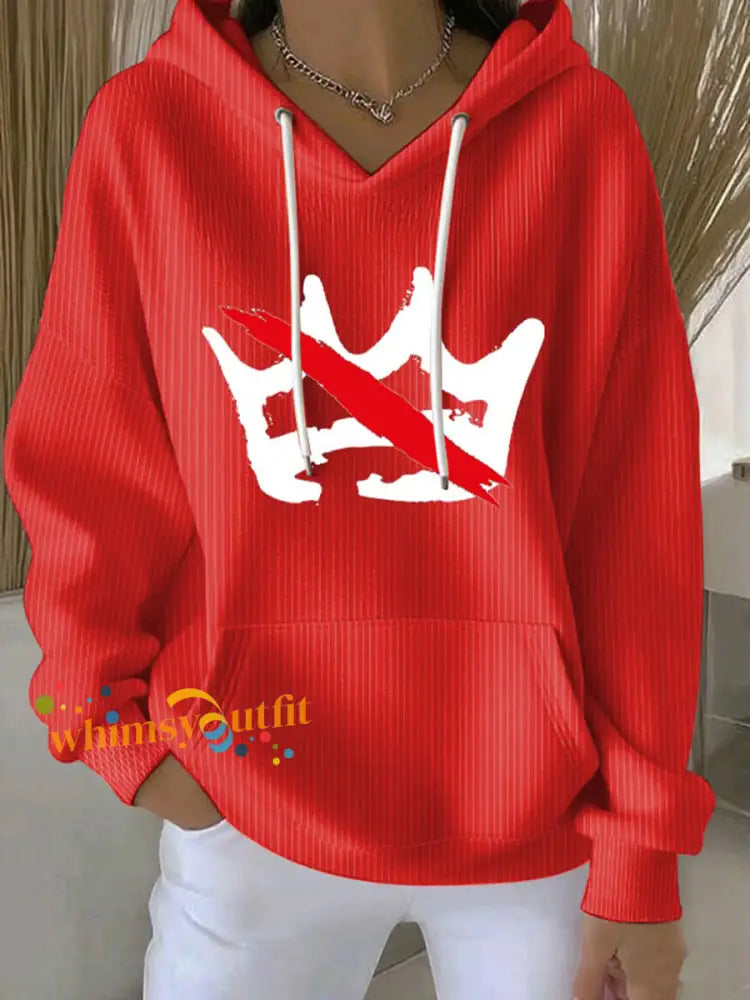 Women’s No Kings Printed Casual Hoodie Red / S