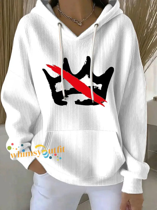 Women’s No Kings Printed Casual Hoodie White / S