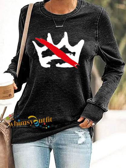 Women’s No Kings Printed Casual Sweatshirt Black / S