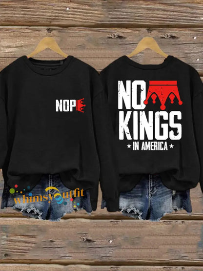 Women’s No Kings Printed Casual Sweatshirt Black / S