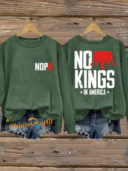 Women’s No Kings Printed Casual Sweatshirt Green / S