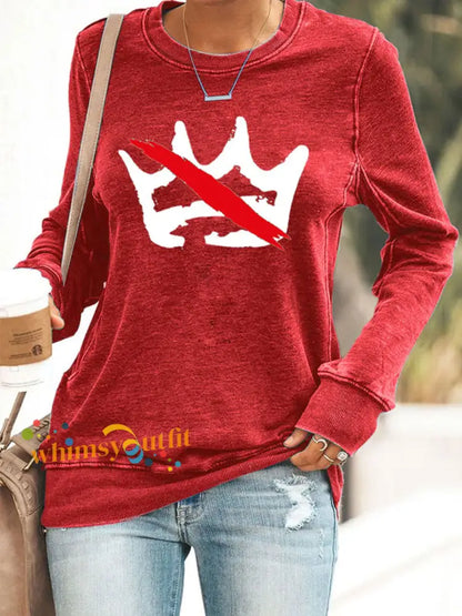 Women’s No Kings Printed Casual Sweatshirt Red / S
