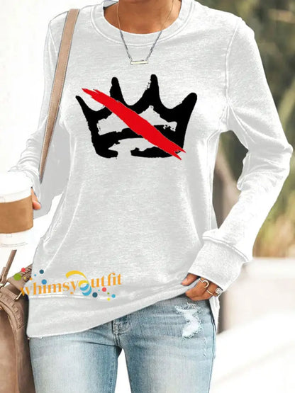 Women’s No Kings Printed Casual Sweatshirt White / S