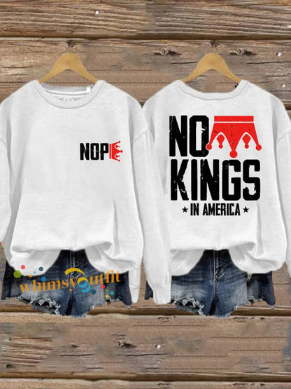 Women’s No Kings Printed Casual Sweatshirt White / S