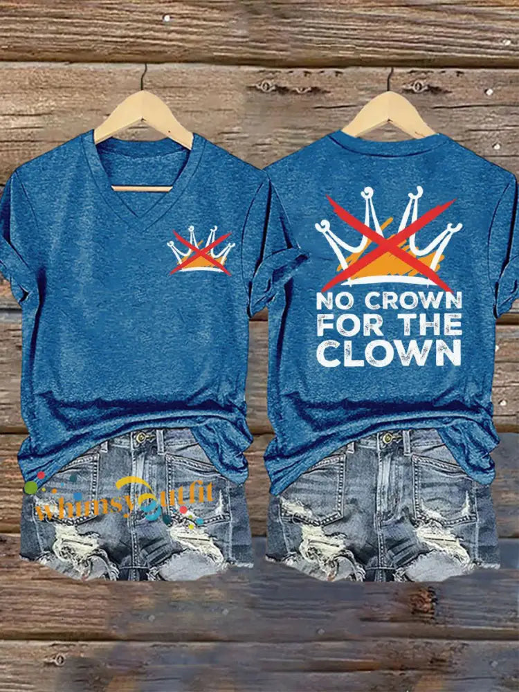 Women’s No Kings Printed Casual T-shirt Blue / S