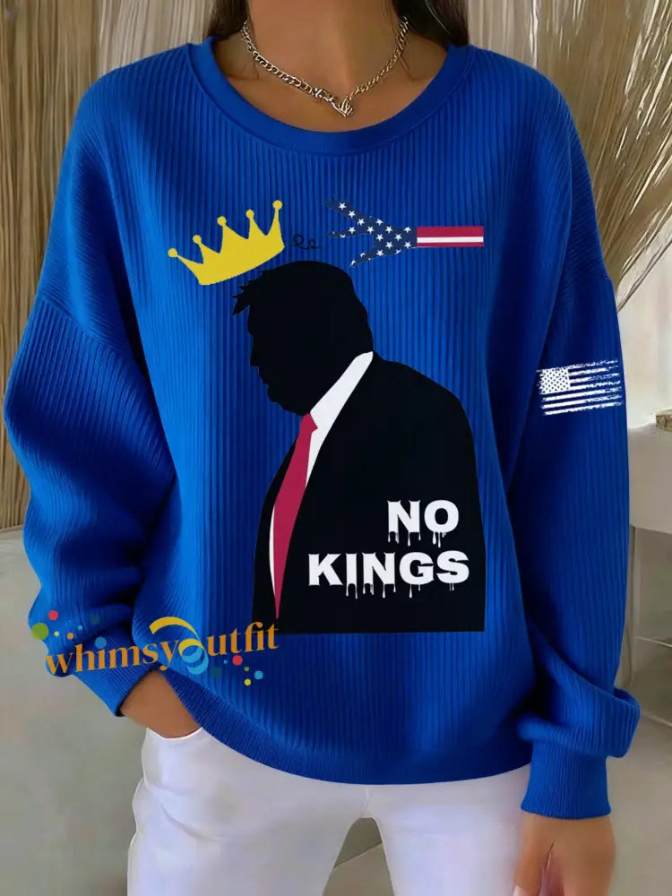 Women’s No Kings Printed Sweatshirt Blue / S
