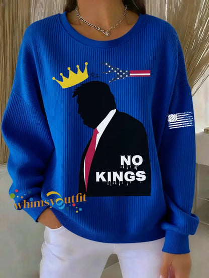 Women’s No Kings Printed Sweatshirt Blue / S