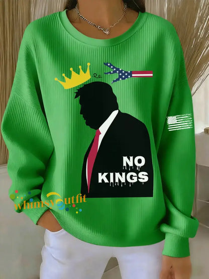 Women’s No Kings Printed Sweatshirt Green / S