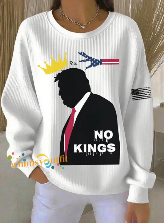 Women’s No Kings Printed Sweatshirt White / S