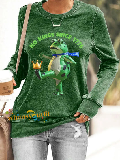 Women’s No Kings Since 1776 Print Sweatshirt Green / S