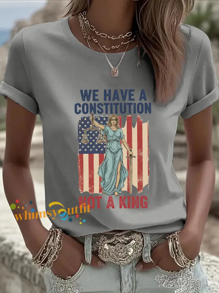 Women’s No Kings T-shirt Light Gray / S