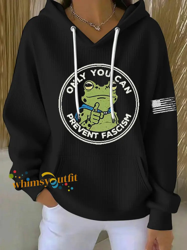 Women’s Only You Can Prevent Fascism Printed Hoodie Black / S