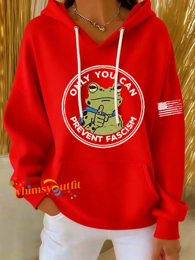 Women’s Only You Can Prevent Fascism Printed Hoodie Red / S