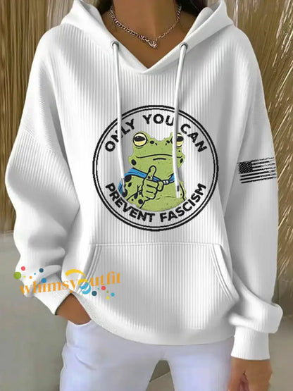 Women’s Only You Can Prevent Fascism Printed Hoodie White / S