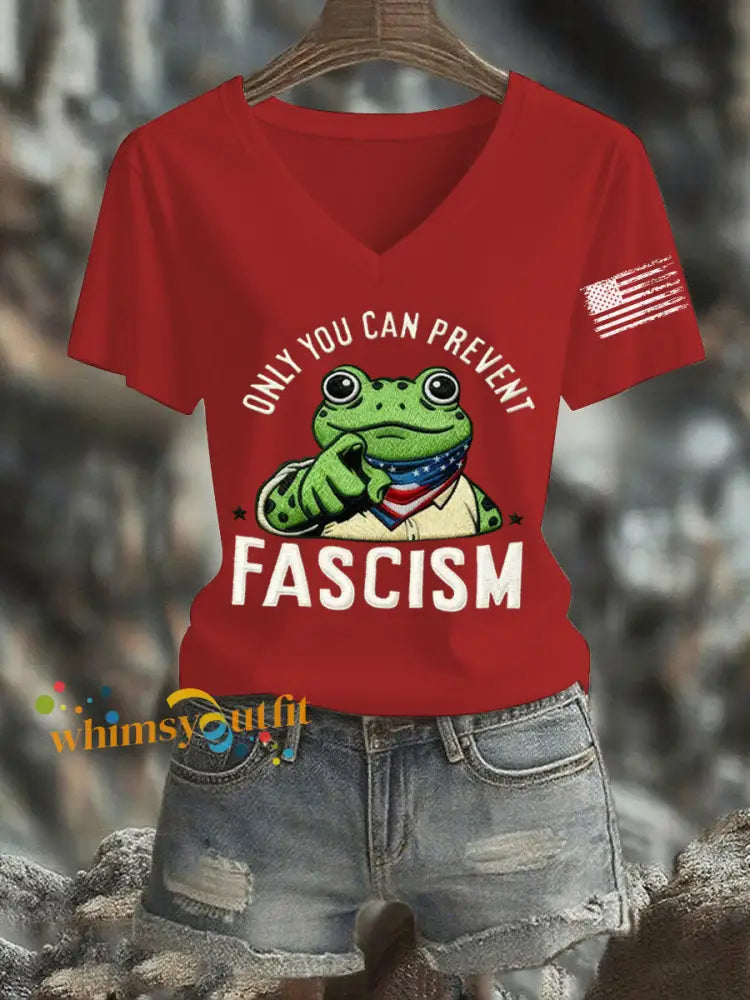 Women’s Only You Can Prevent Fascism Printed T-Shirt Red / S