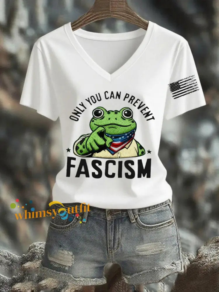 Women’s Only You Can Prevent Fascism Printed T-Shirt White / S