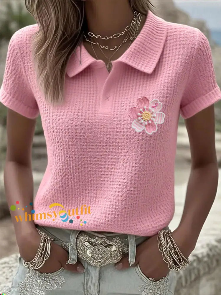 Women’s Pink Breast Cancer Awareness Sakura T Shirt Pink / S