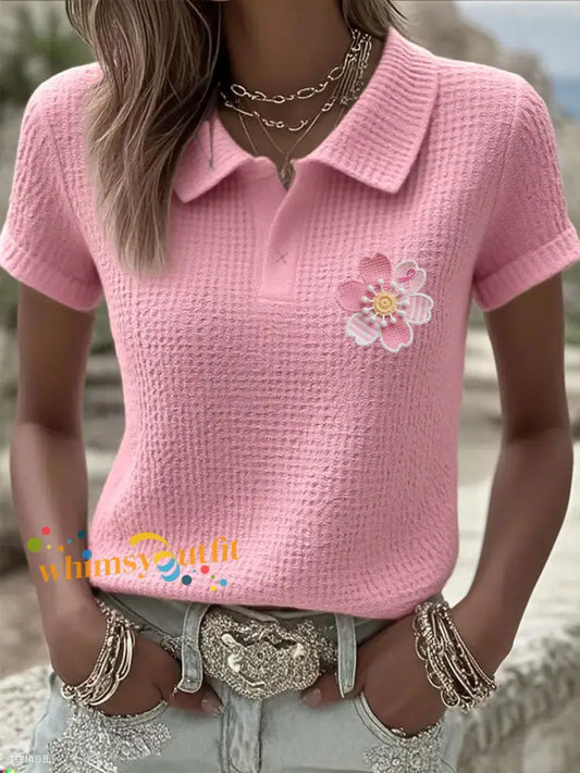Women’s Pink Breast Cancer Awareness Sakura T Shirt Pink / S