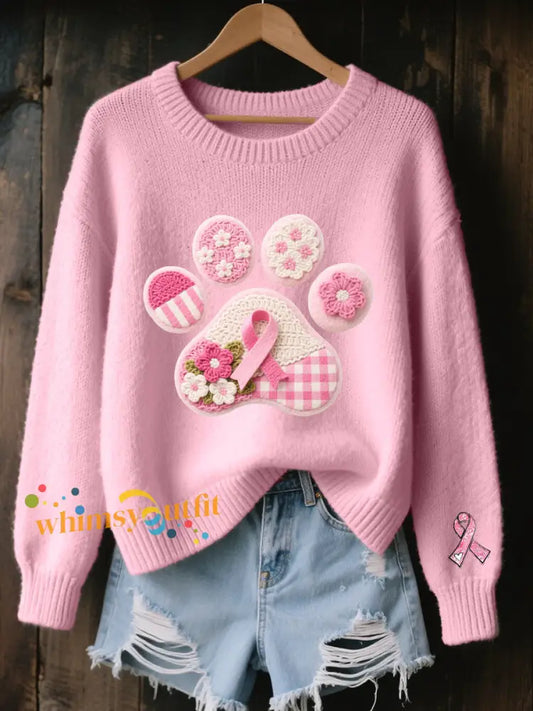 Women’s Pink Dog Paw Print Casual Top Pink / S