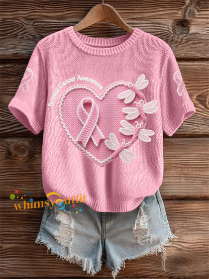 Women’s Pink Dradonflies Pink Ribbon Breast Cancer Awareness Support Tee Pink / S