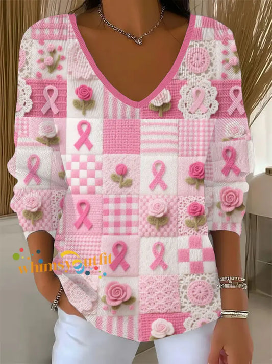 Women’s Pink Floral Print Casual Top Pink / S