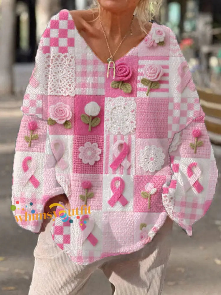 Women’s Pink Floral Print Casual Top Pink / S