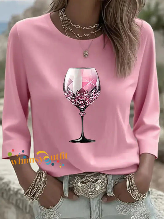 Women’s Pink Goblet Print Casual T shirt Pink / S