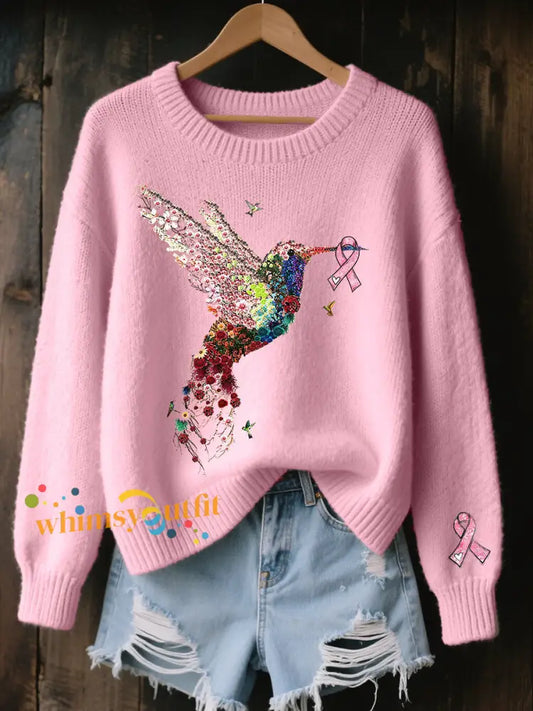 Women’s Pink Hummingbird Print Show Casual Top Pink / S