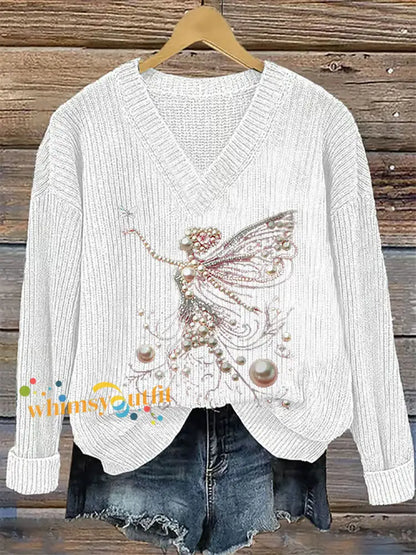 Women’s Pink Pearl Print Casual Top White / S