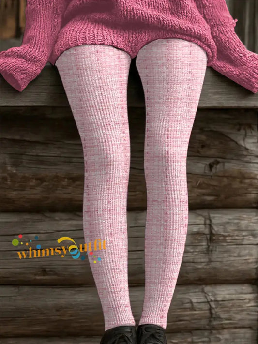 Women’s Pink Plaid Print Casual Leggings Pink / S
