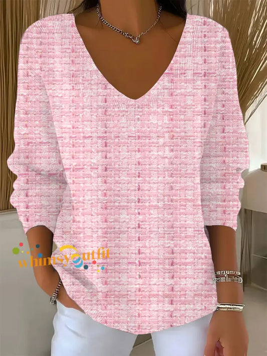 Women’s Pink Plaid Print Casual Top Pink / S
