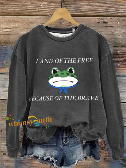 Women’s Polish Frog Print Sweatshirt Dark Gray / S