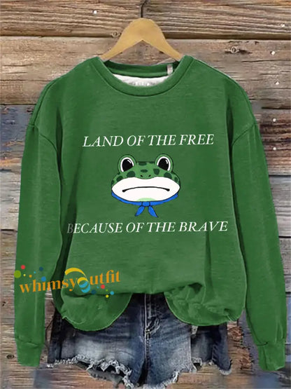 Women’s Polish Frog Print Sweatshirt Green / S