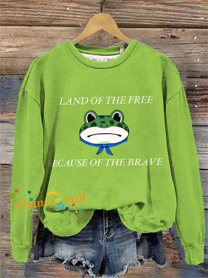 Women’s Polish Frog Print Sweatshirt Light Green / S