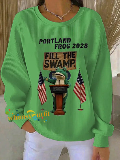 Women’s Portland Frog 2028 Ribbed Round-Neck Sweatshirt Green / S