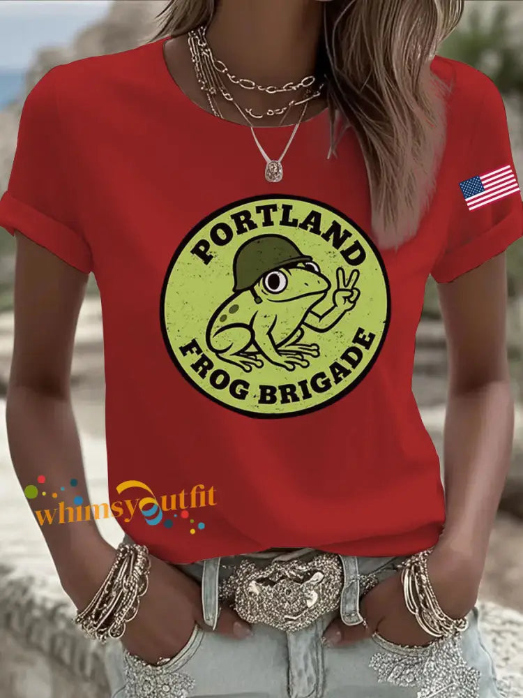 Women’s Portland Frog Brigade Printed T-Shirt Red / S